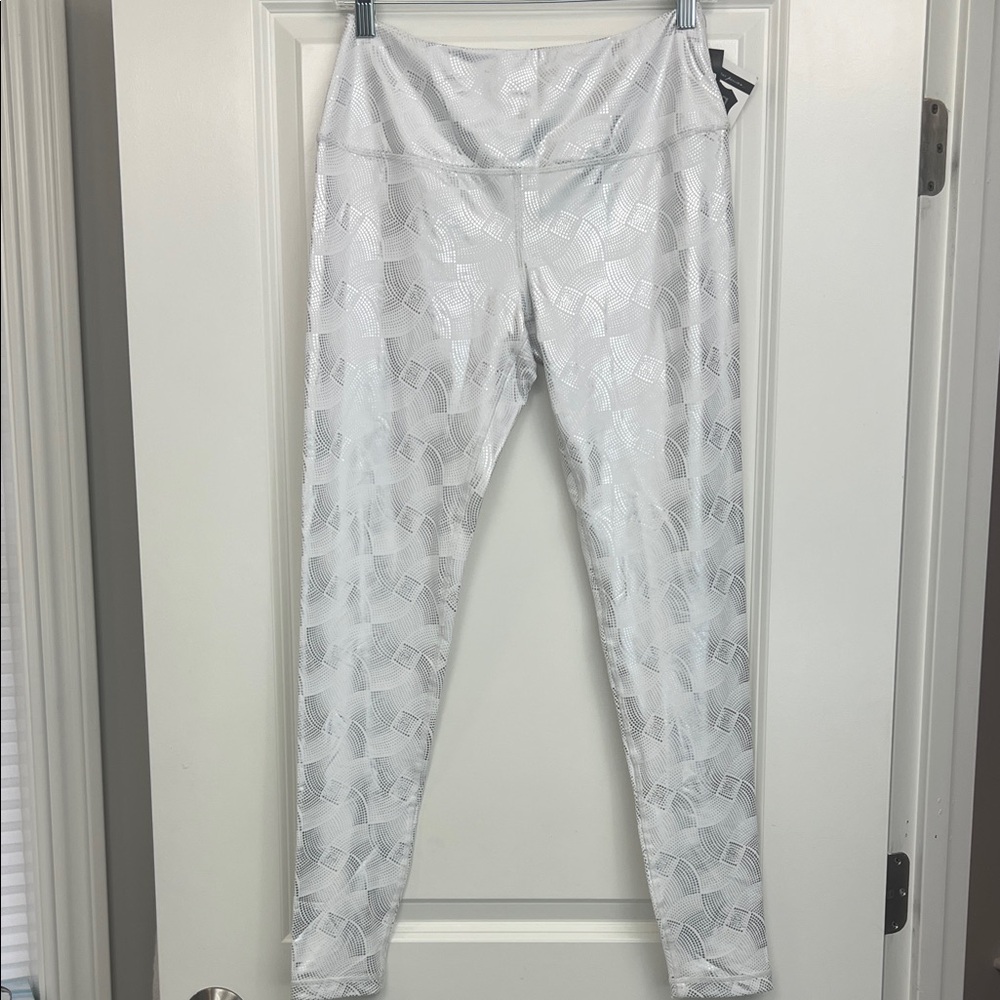 Women's High-Rise White Patterned Leggings